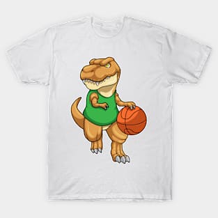 Dinosaur at Sports with Basketball T-Shirt